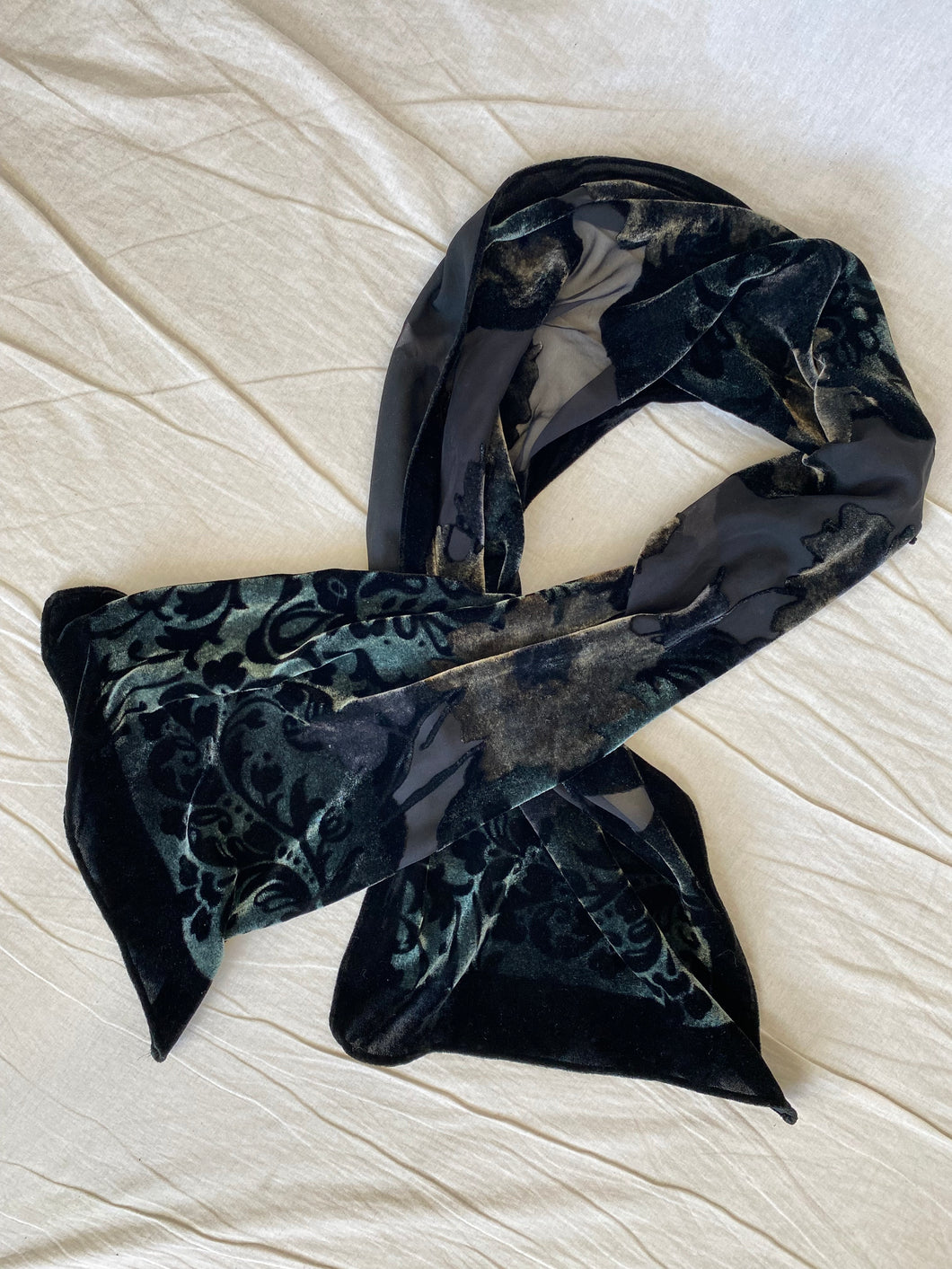 Velvet floral scarf