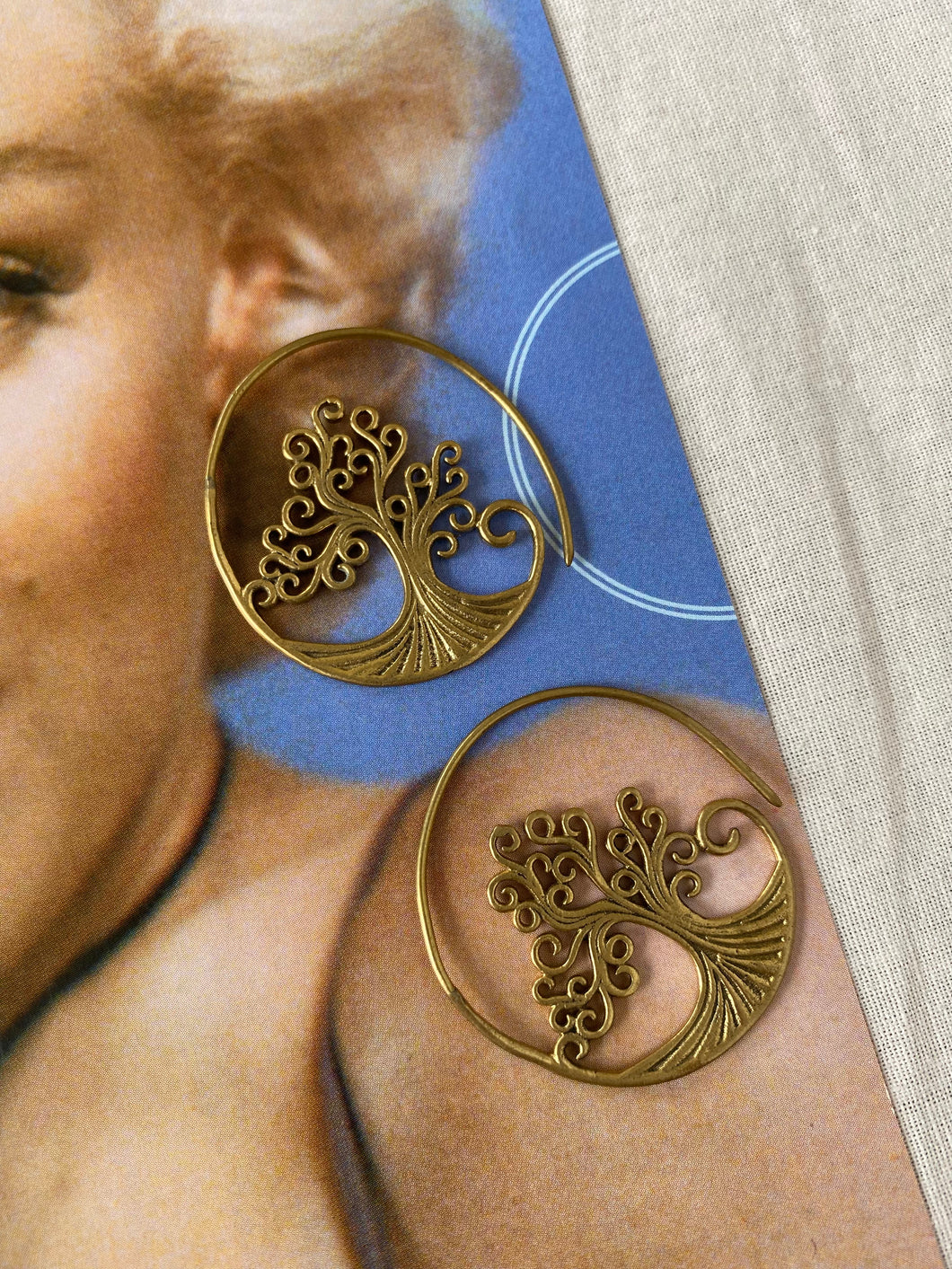 Gold tree of life earrings